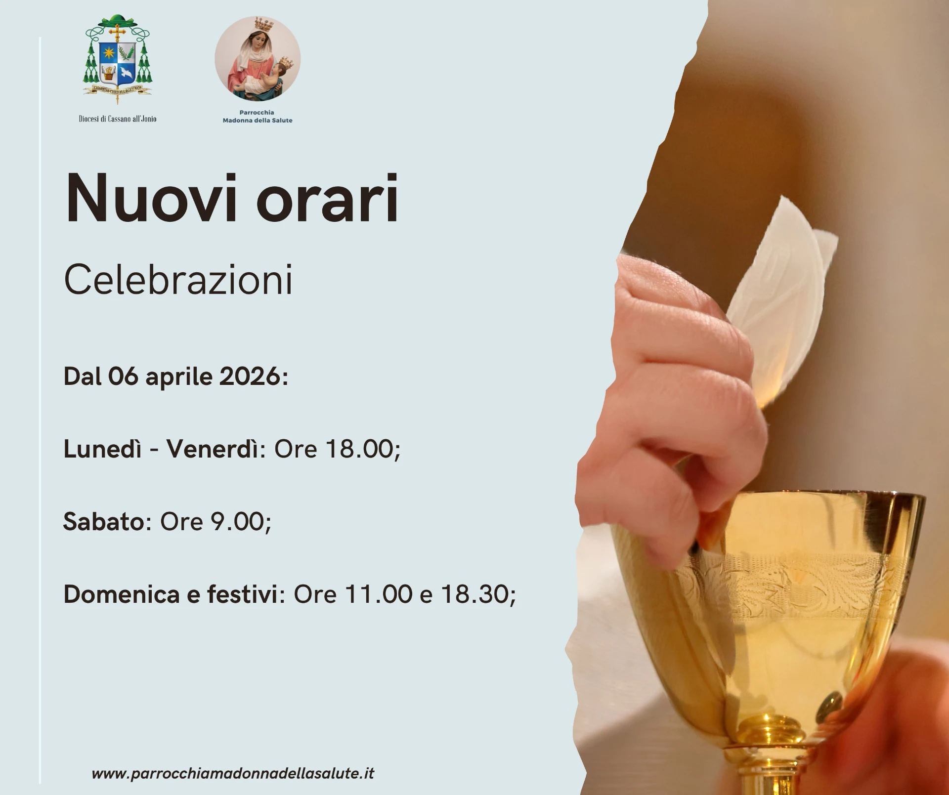 Nuovi orari celebrazioni