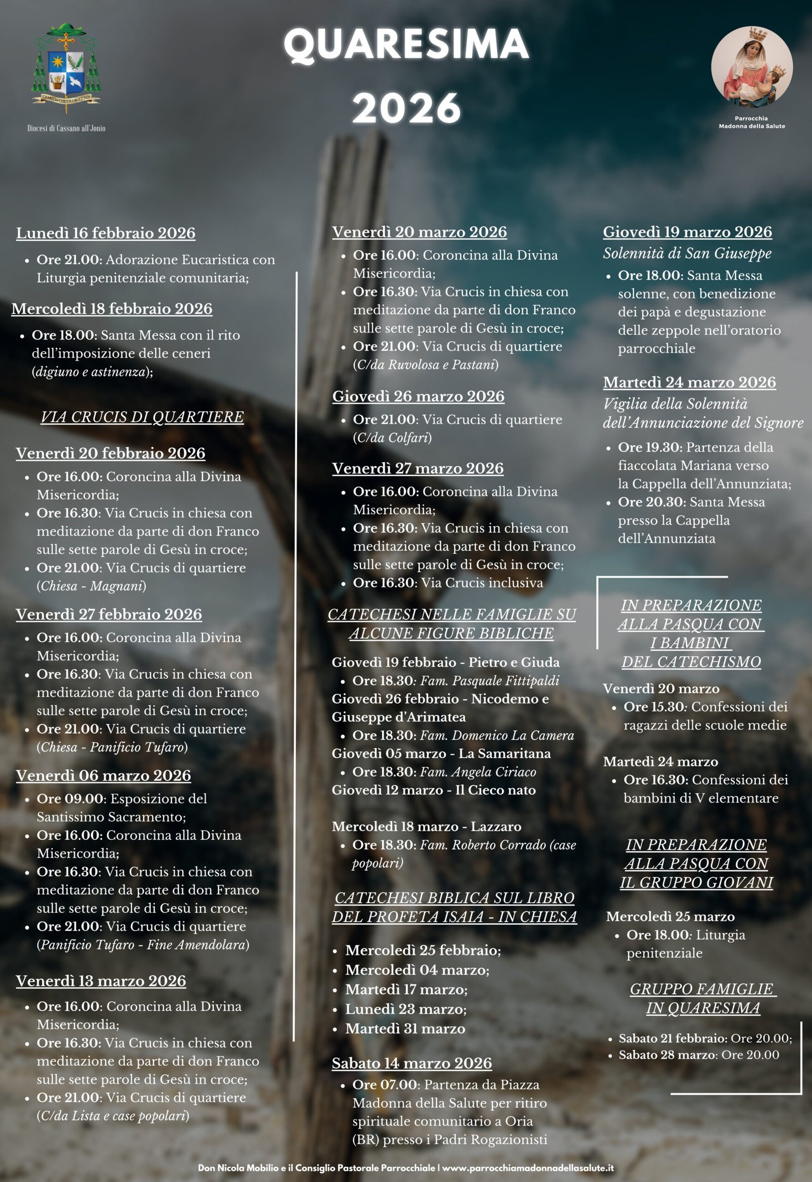Online il programma della Quaresima 2026