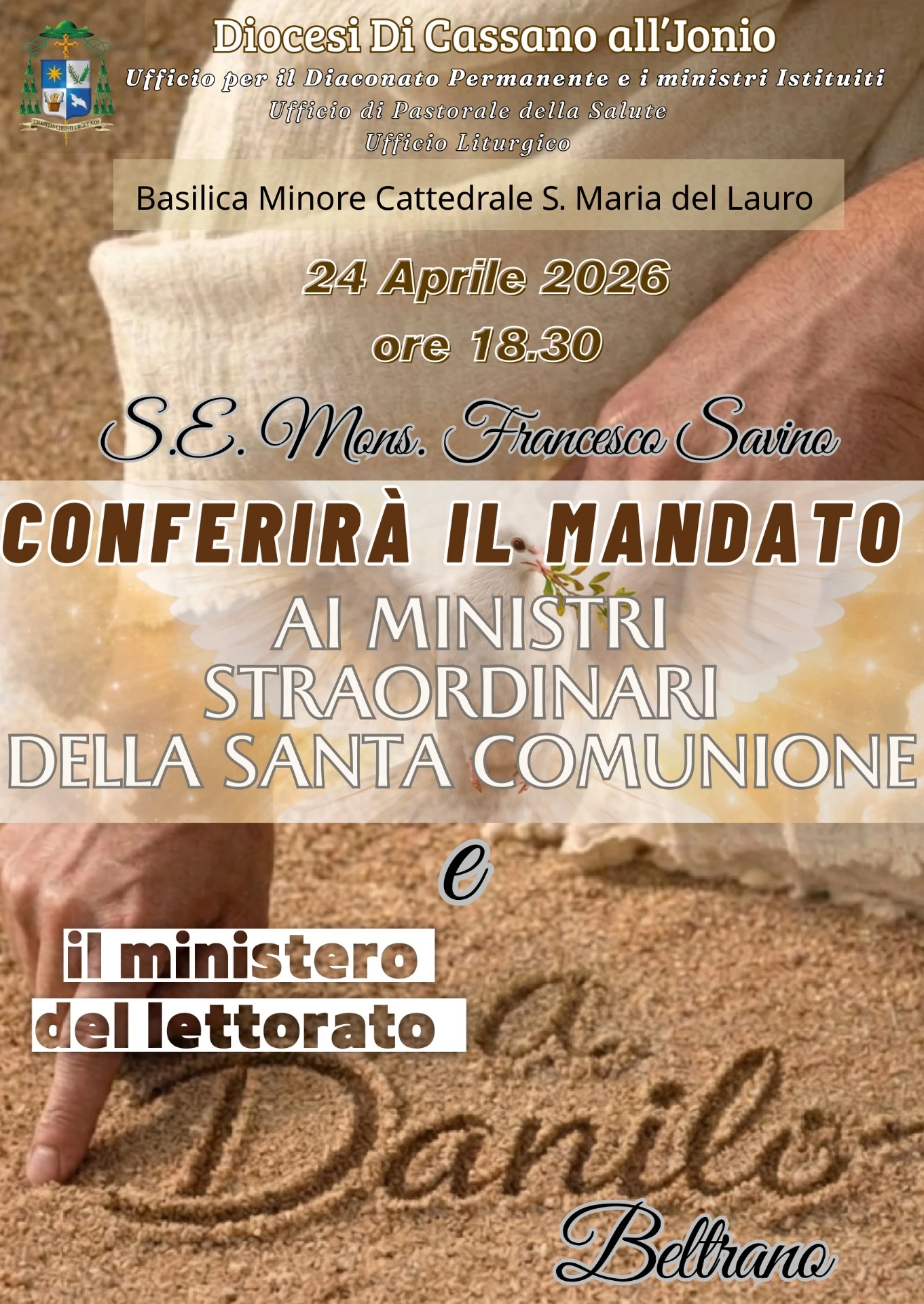 Ministri straordinari dell’Eucaristia: il Vescovo Savino conferisce il mandato. Gioia per la Parrocchia Madonna della Salute