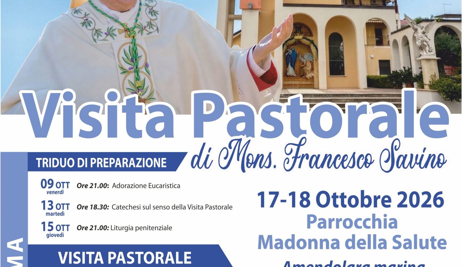 Amendolara Marina si prepara ad accogliere il vescovo Savino: svelato il programma ufficiale della Visita Pastorale